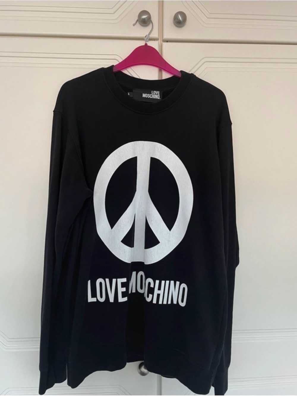Love Moschino Black Sweatshirt With White Peace Logo